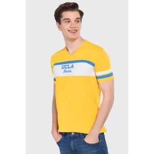 Dustın Sarı V  Yaka Baskılı Erkek Tshirt