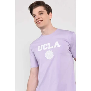 Gayley Lila Bisiklet Yaka Baskılı Erkek Tshirt