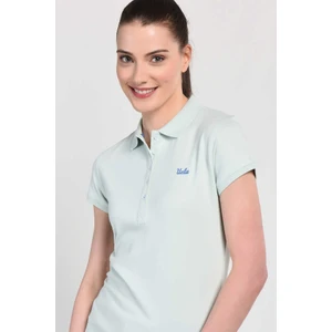 Shaver Mavi Polo Yaka Nakışlı Kadın Tshirt