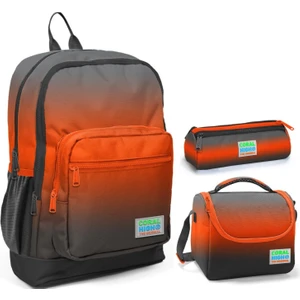 Coral High Siyah Turuncu Gradyan Üçlü Ilkokul Okul Çanta Seti