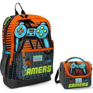 Coral High Turuncu Gamers Okul Sırt ve Beslenme Çantası Seti