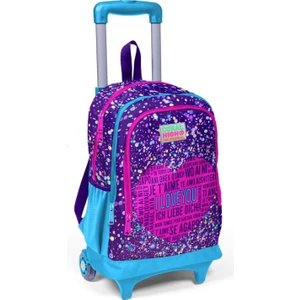 Coral High Işıklı Tekerlekli I Love You Çekçek Okul ve Seyahat Çantası Kız Çocuk Mor Mavi Pembe
