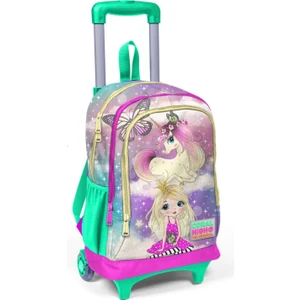 Coral High Işıklı Tekerlekli Unicorn ve Kız Çekçek Okul ve Seyahat Çantası Kız Çocuk Su Yeşili Pembe