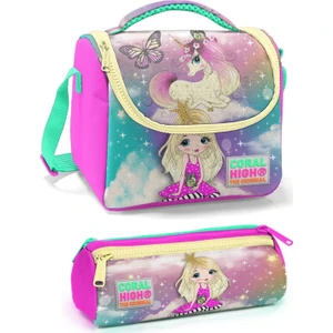Coral High Pembe Mavi Kız ve Unicorn Kız Çocuk Beslenme Çantası Seti