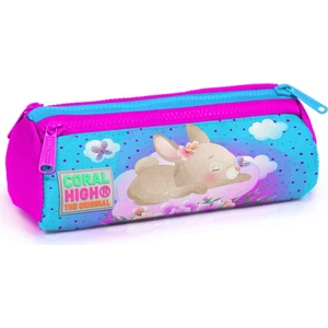 Coral High Mavi Pembe Tavşan Üç Bölmeli Kalem Çantası - Kız Çocuk