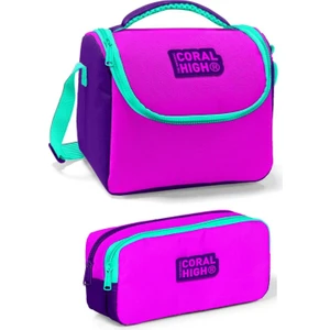 Coral High Pembe Yeşil Kız Çocuk Beslenme Çantası Seti