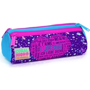 Coral High Mor Pembe Kalp Üç Bölmeli Kalem Çantası - Kız Çocuk - Kalemlik