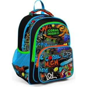 Coral High Siyah Mavi Grafiti Ilkokul Okul Sırt Çantası - Erkek Çocuk