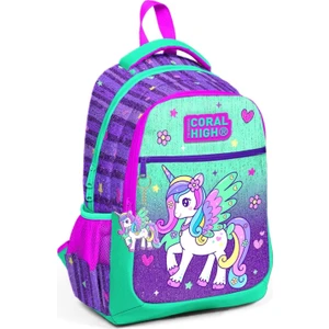 Coral High Kız Çocuk Ilkokul ve Ortaokul Sırt Çantası - Mor Yeşil Unicorn