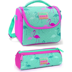 Coral High Kız Çocuk Su Yeşili Pembe Flamingo Beslenme Çantası Seti