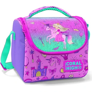 Coral High Mor Pembe Peri Kızı ve Unicorn Kız Çocuk Yalıtımlı Beslenme Çantası