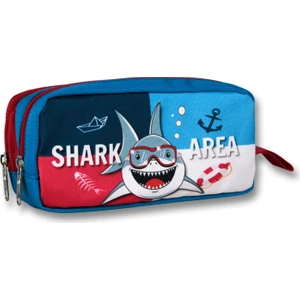 Ümit Çanta Cennec Iki Bölmeli Erkek Çocuk Köpek Balığı Kalem Çantası - Mavi-Kırmızı