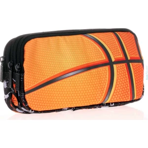 Kids&love Üç Bölmeli Erkek Çocuk Kalem Çantası - Siyah Turuncu Basketbol Kalemlik