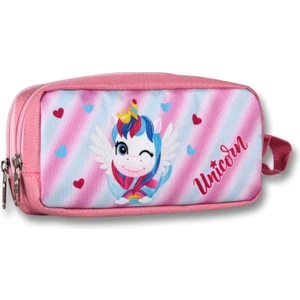 Ümit Çanta Cennec Iki Bölmeli Kız Çocuk Unicorn Kalem Çantası - Pembe