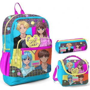 Coral High Mavi Pembe Anime Üçlü Ilkokul Okul Çanta Seti