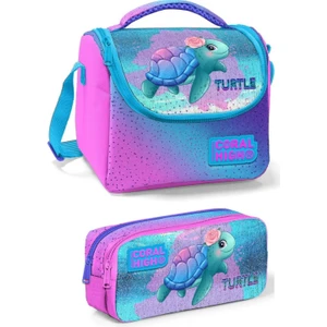 Coral High Pembe Lavanta Kaplumbağa Kız Çocuk Beslenme Çantası Seti
