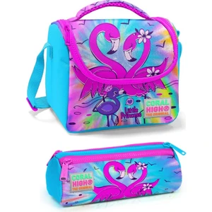Coral High Pembe Mavi Flamingo Kız Çocuk Beslenme Çantası Seti