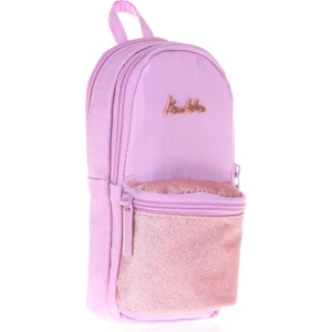 Magical Kız Çocuk Simli Lila Üç Bölmeli Kalem Çantası - Çanta Şekilli