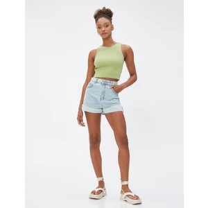 Basic Crop Atlet Halter Yaka Fitilli