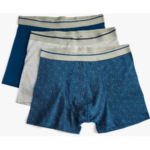 3'lü Boxer Seti Geometrik Baskı Detaylı Pamuklu