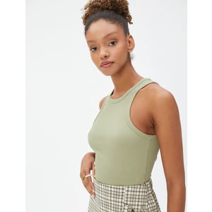 Halter Yaka Fitilli Atlet Basic Biye Detaylı Pamuklu