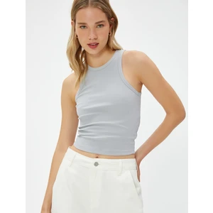 Halter Yaka Fitilli Atlet Basic Biye Detaylı Pamuklu