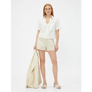 Crop Gömlek Kısa Kollu Cepli