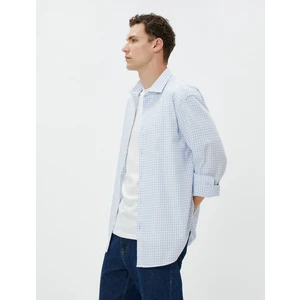 Kareli Gömlek Slim Fit Klasik Yaka Uzun Kollu Pamuklu