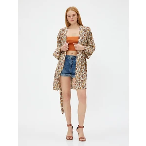 Çiçekli Kimono Kuşaklı Midi Boy