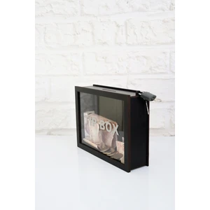 Ahşap Özel Yapım Kilitli Siyah Tıp Box-  Kumbara