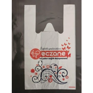 Eczane Poşeti Atlet Tipi 25X40 cm Orta Boy Baskili 1 Kg'lık Paket