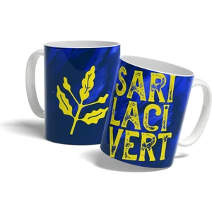 Sarı Lacivert - Lacivert Baskılı Kupa Bardak