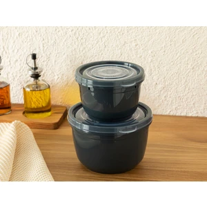 English Home Fox Plastik 2'li Saklama Kabı 625 + 1200 ml Antrasit