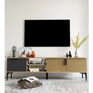 Tarz Raflı 180 cm Metal Kulp Tv Ünitesi (Sepet - Antrasit) DUBLIN002