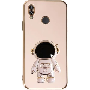 Samsung Galaxy A30 Kılıf Kamera Korumalı Astronot Desenli Standlı Silikon Pembe