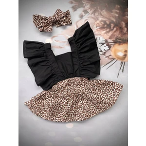 Mini Kids Mini Kids&baby Kız Bebek Leopar Desenli Salopet Bandana Set