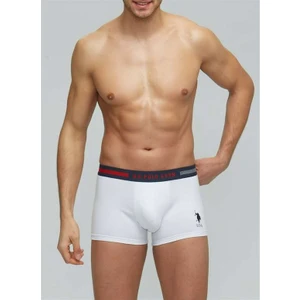 U.S. Polo Assn. Yazılı Lacivert Gri Beyaz 3'lü Pamuklu Likralı Erkek Boxer