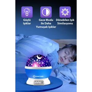 Mujgan Star Master Küre Renkli Yıldızlı Gökyüzü Projeksiyon Gece Lambası Mavi Mujgan
