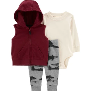 Erkek Bebek Yelek Set 3'lü Paket Kırmızı