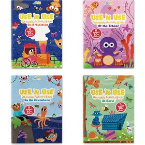 Use 'n Use Reusable Activity Book Süper Seti 4 Adet Tak Çıkar Çıkartmalı Aktivite Kitabı