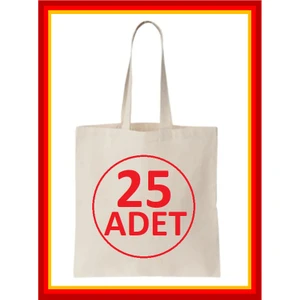 Punch Pazarı 25 Adet Baskısız Ham Bez Çanta 35X40 Kulplu Boyama Omuz Plaj Ekmek Alışveriş Çantası Çanta