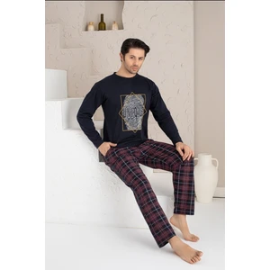 Erkek Uzun Baskılı Cepli Pijama Takımı Yüzde Yüz Pamuk  Erkek Pijama Takımı