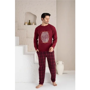 Erkek Uzun Baskılı Cepli Pijama Takımı Yüzde Yüz Pamuk  Erkek Pijama Takımı