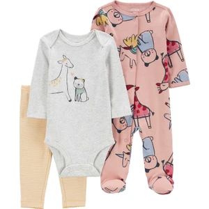 Kız Bebek Tulum Body Pantolon Set 3'lü Paket