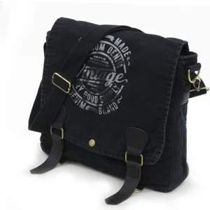 Old Cotton Cargo 8045 Siyah Postacı Omuz Kanvas Tablet Evrak Laptop Okul Notebook Çantası