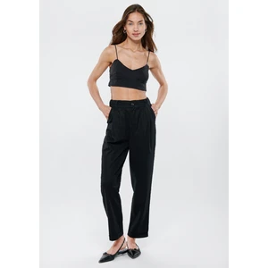 Kadın Keten Karışımlı Siyah Pantolon 1010127-900