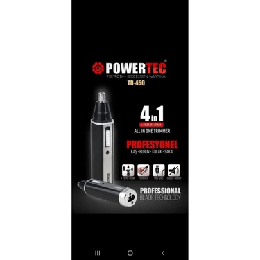 Powertec TR-450 Profesyonel 4'ü 1 Arada Şarjlı Sakal Kaş Burun Kulak Kıl Tüy Alma Erkek Bakım