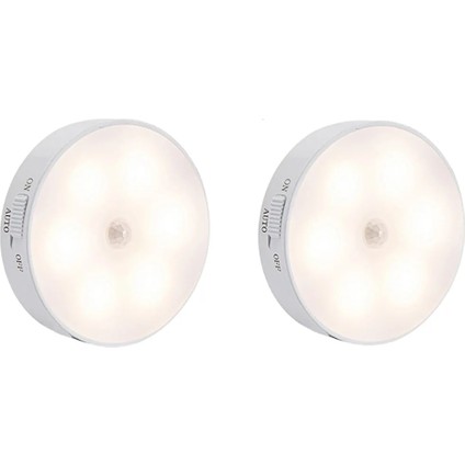 2 Adet Pır Hareket Sensörlü USB Şarj Edilebilir LED Işık Lamba Dolap Içi Ev Lamba 2ADET-BEYAZRENKSENSÖRLÜ