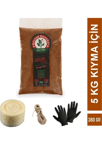 Geleneksel Sucuk Yapım Seti (Sucuk Yapım Aparatı +380 gr Sucuk Baharatı+5m Dana Bağırsağı+Bağlama Ipi+Eldiven)