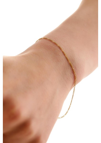 14 Ayar Altın Figaro Zincir Bileklik modelleri